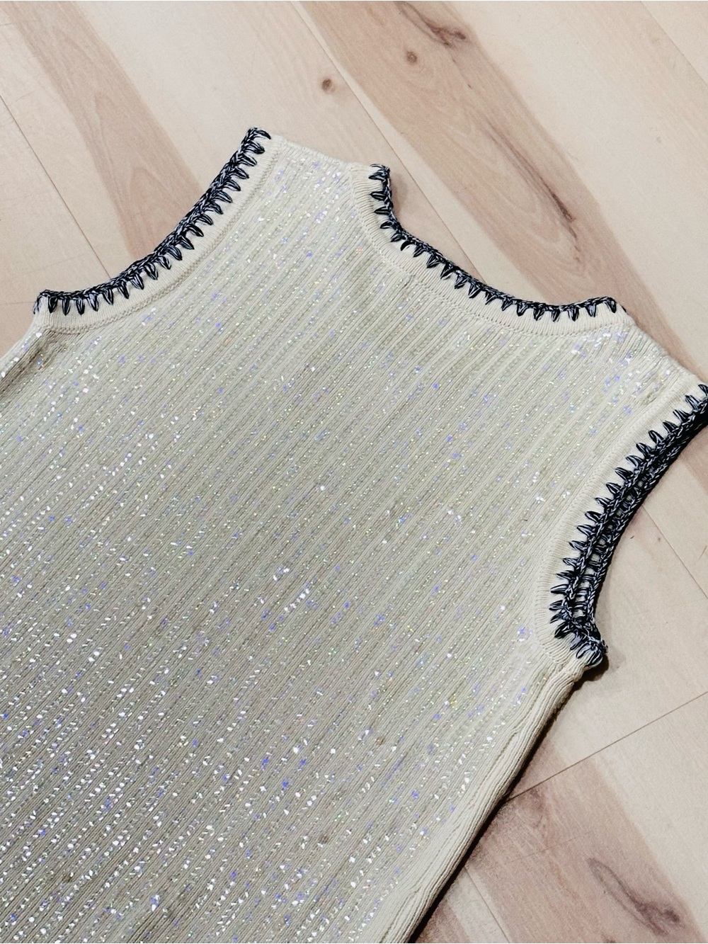 Lalavon Modenaire Sleeveless Sequin Knit Mini Dress Sz S 1960s Preppy sparkle - Picture 12 of 15